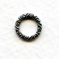 Scroll Edge 9.5mm Connector Ring Oxidized Silver (12)