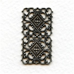 Decorative Solid Connector Oxidized Silver 34mm (1)