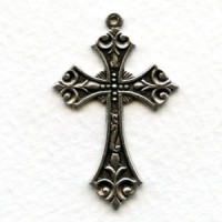 Ornate Small Cross Pendants Oxidized Silver (3)