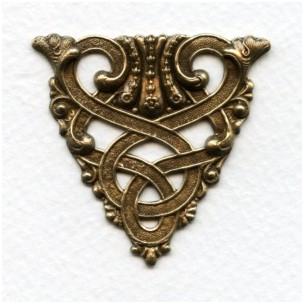 Celtic Design Ornate Triangle Stamping Oxidized Brass (1)