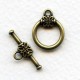 Floral Detail Toggle Set Oxidized Brass 21mm
