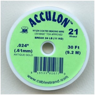^Acculon .61mm Antique Gold Nylon Coated Beading Wire (30 Ft.)