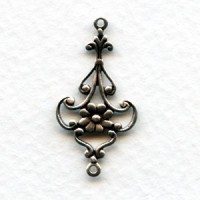 Floral 28mm Connector Filigree Oxidized Silver (6)