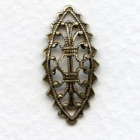 Oval Filigree Detail Stamping Oxidized Brass (12)