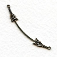 Curved Floral Connector Oxidized Silver (6)