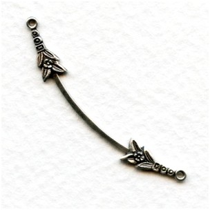 Curved Floral Connector Oxidized Silver (6)