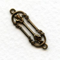 Rosebud Detail Connectors 23mm Oxidized Brass (12)