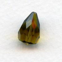 Olivine Machine Cut Glass Tear Drop Beads 13x9mm
