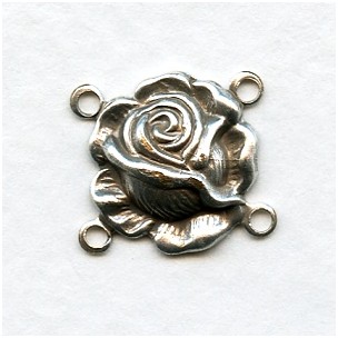 Small Rose Connectors Oxidized Silver 14mm (12)
