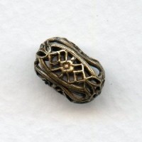 Barrel Shaped Filigree Beads 15mm Oxidized Brass (6)