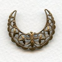 Half Moon Crescent Filigree Stamping Oxidized Brass (3)