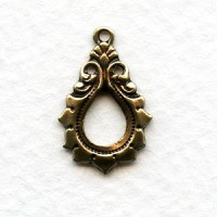 Gothic Detail Oxidized Brass Pendant Drops 19mm (6)