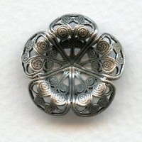 Filigree Flowers with 6mm Well Oxidized Silver (2)