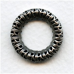 Filigree 23mm Ring Link Connectors Oxidized Silver (2)