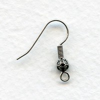 Fish Hook Earring Finding Filigree Bead Oxidized Silver (24)