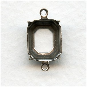 Open Back 12x10mm Setting Connectors Oxidized Silver (12)
