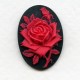 Red Rose on Black Background 25x18mm Cameos (3)
