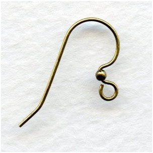 Simple Hook and Bead Earring Findings Oxidized Brass (24)
