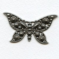 Large Detailed Butterfly 55mm Stamping Oxidized Silver (1)