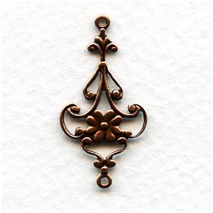Floral 28mm Connector Filigree Oxidized Copper (6)