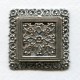 Ornate Floral Square 38mm Oxidized Silver Stamping (1)