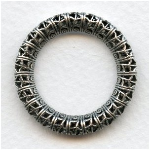 Filigree Ring 32mm Link Connector Oxidized Silver (1)