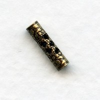 Filigree Spacer Tubes 13mm Oxidized Brass (12)