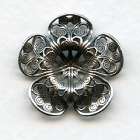 Filigree Flower Shapes Oxidized Silver 23mm (1)
