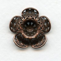 Filigree Flower Shapes Oxidized Copper 23mm (2)