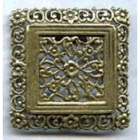 ^Ornate Floral Square Oxidized Brass Stamping (1)