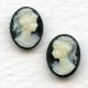 Cameos Girl in a Ponytail 10x8mm Ivory on Jet (6 sets)