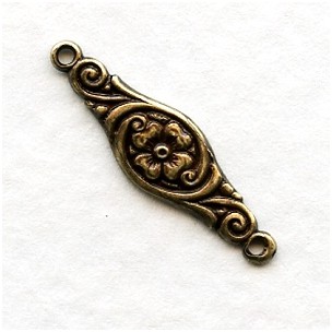 Lovely Floral Oxidized Brass Connectors 30mm (12)