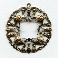 Ornately Detailed Filigree Pendant Frame Oxidized Brass (1)