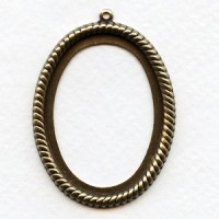 ^Open Back Rope Edged Oxidized Brass Settings 40x30mm (3)