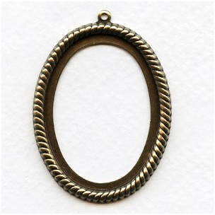 ^Open Back Rope Edged Oxidized Brass Settings 40x30mm (3)