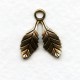 Small Double Leaves with a Loop Oxidized Brass 17mm (12)