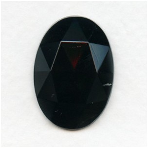 Jet Flat Back Glass Oval Jewelry Stone 25x18mm (1)