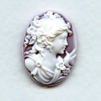 Grecian Girl Cameos White on Ruby 25x18mm (3)