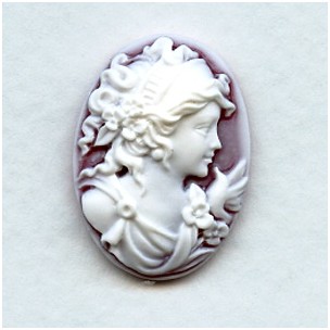 Grecian Girl Cameos White on Ruby 25x18mm (3)