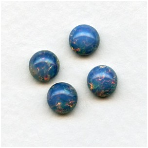 Blue Opal Glass Opal Cabochons 7mm