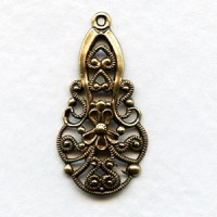 Filigree Pendants German Made Lace Like Details, Brass Ox (2)