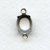 Open Back 10x8mm Setting Connectors Oxidized Silver (12)