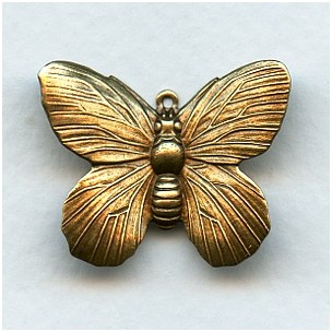Butterfly Pendant Raised Wings Oxidized Brass (4)