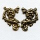 Ornate Floral Right and Left Flourishes Oxidized Brass (1 set)