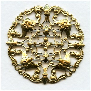 Ornately Detailed Round Filigree Stamping Raw Brass (1)