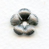 Textured Petal Flowers 13mm Oxidized Silver (12)
