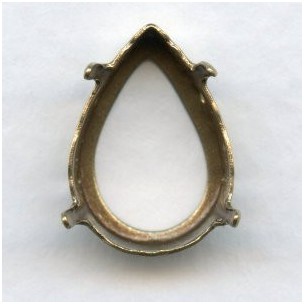^Pear Shape Settings with Holes 18x13mm Oxidized Brass