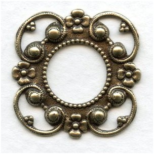 Connector Setting Frame Oxidized Brass 24mm (3)