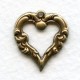 Fancy Heart Pendant Drop Oxidized Brass 18mm
