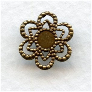 Flower and Star Shaped 4mm Settings Oxidized Brass (12)